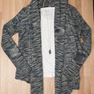 Kensie Dark Blue and Grey Knit Cardigan Sweater